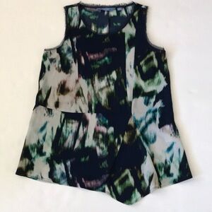 Simply Vera Watercolor Print Asymmetrical Tank Shell Size Small
